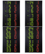 FIBA approved Statistics scoreboards (side displays) showing the Player No. and Fouls/Penalties of 12 players on the 2 teams